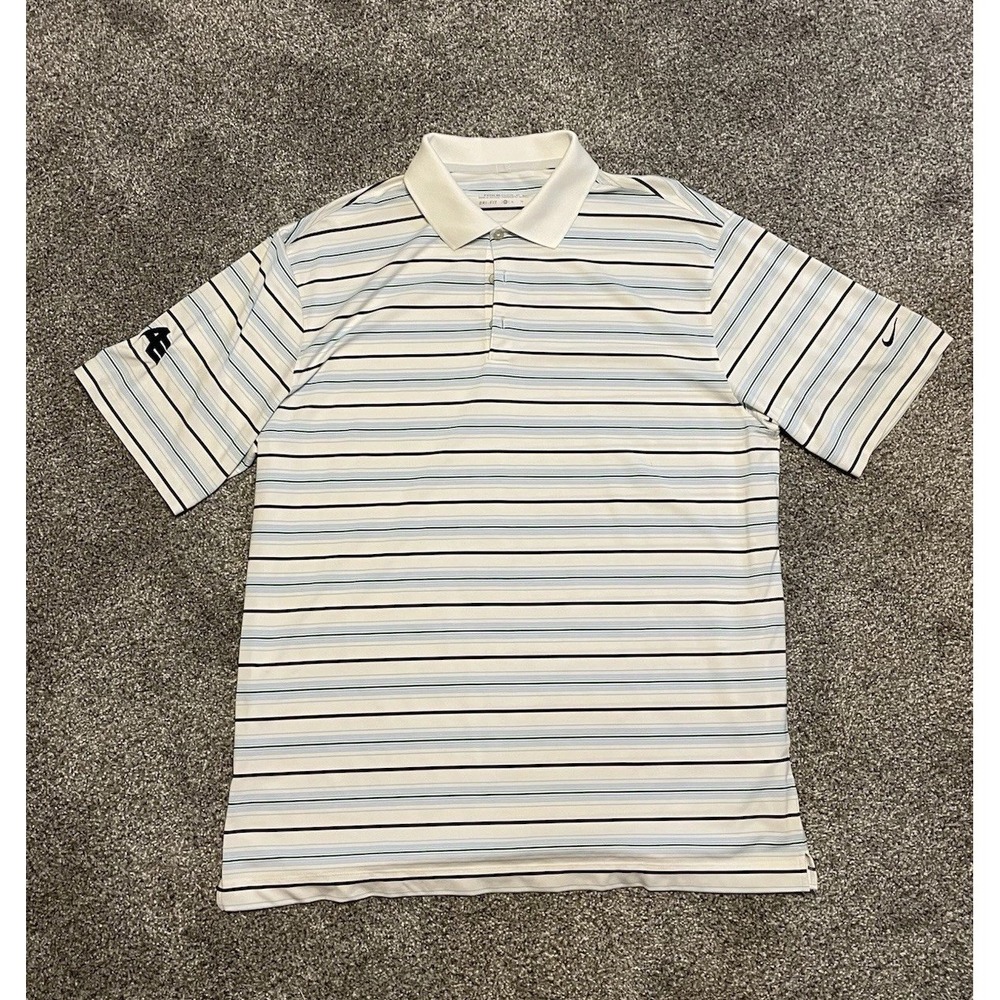 Nike Golf‎ Polo Mens Performance Stripes  White Short Sleeve Athletic XL